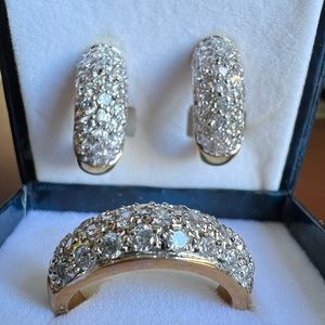 NIB 14k Gold-plated pavé CZ Earrings and Ring